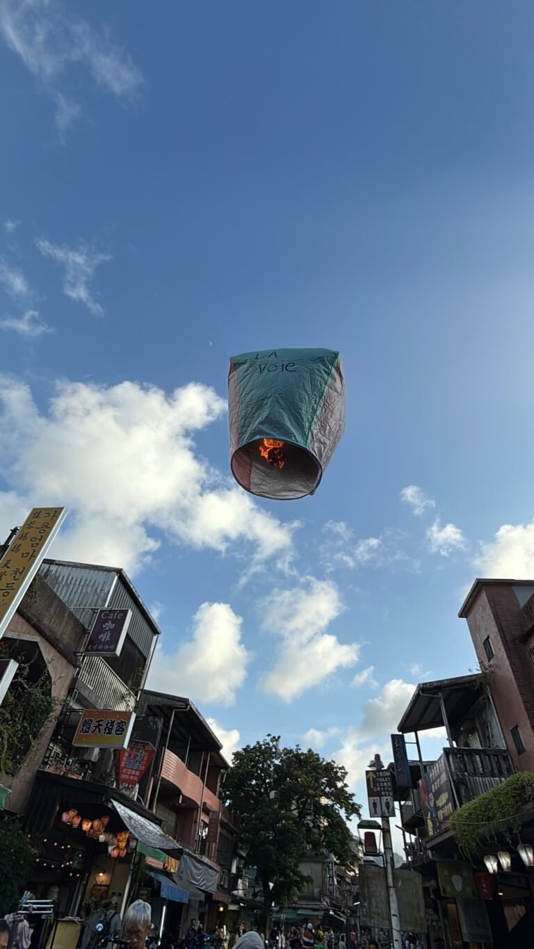 Lanterne céleste lâchée dans le ciel à Shifen, Taïwan